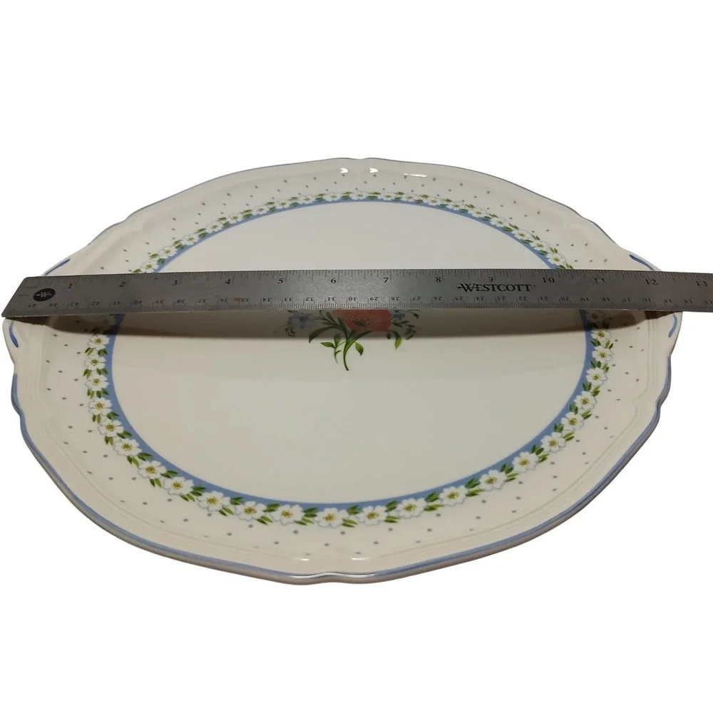 Villeroy‎ and Boch Cake Plate Platter Romantica Pattern Double Handles Floral